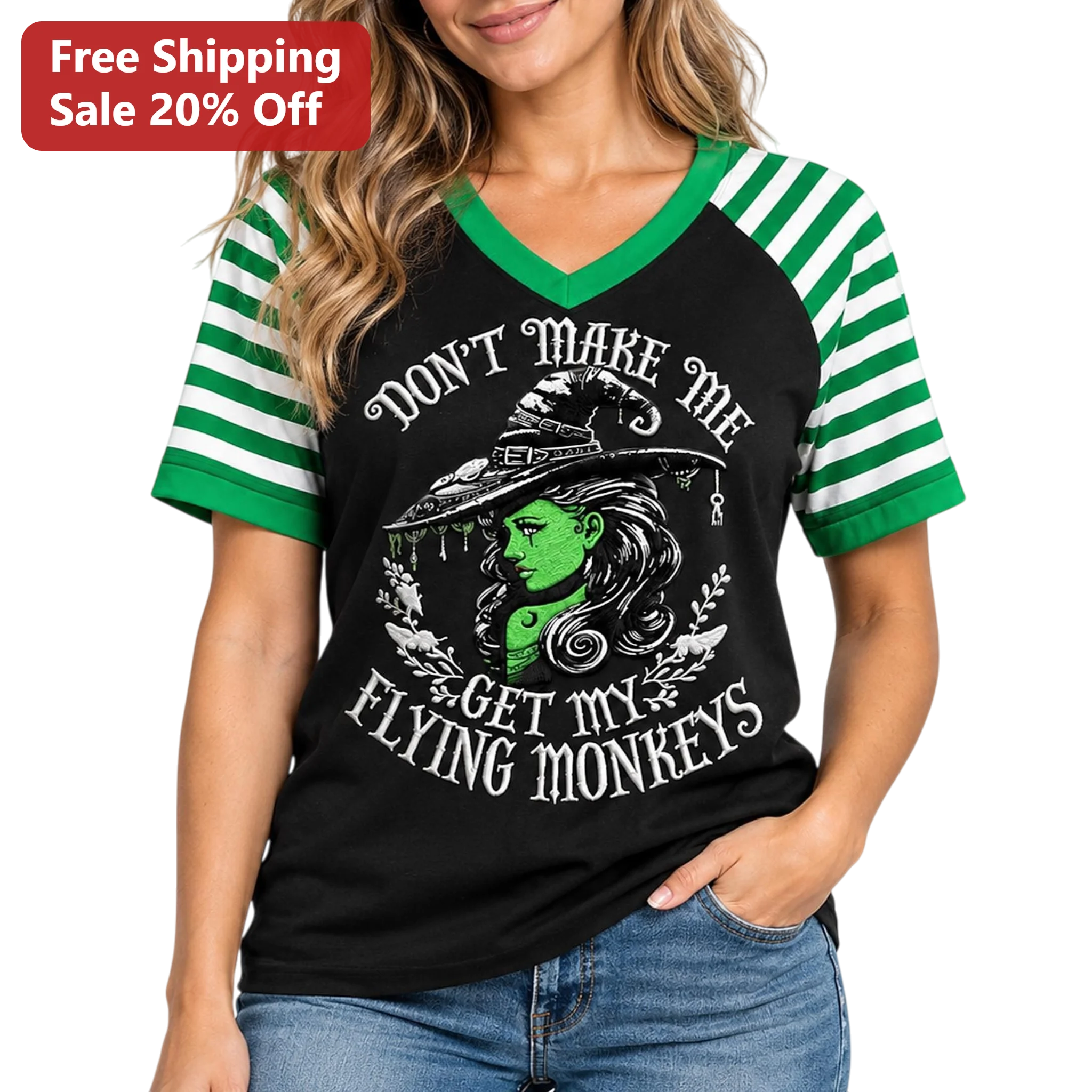 Don’t Make Me Get My Flying Monkeys Witch Halloween Graphic Tee for Women