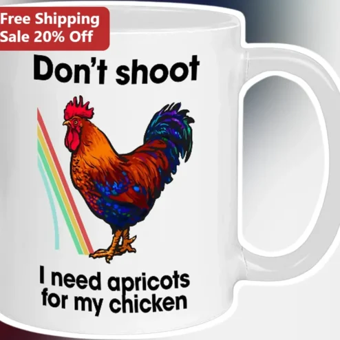 Don't Shoot I Need Apricots For My Chicken Mug ARC Raiders Scrappy Meme Gamer Gift Funny Coffee Cup