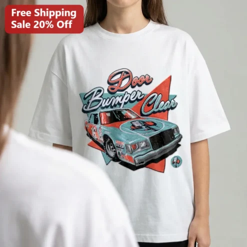 Door Bumper Clear Vintage NASCAR Tee, Retro 80s Stock Car Racing Podcast Merch Graphic Tee Gift for Racing Fans