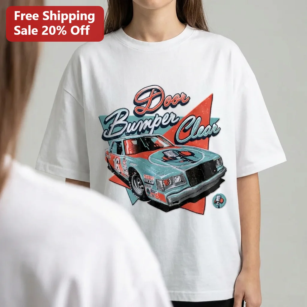 Door Bumper Clear Vintage NASCAR Tee, Retro 80s Stock Car Racing Podcast Merch Graphic Tee Gift for Racing Fans