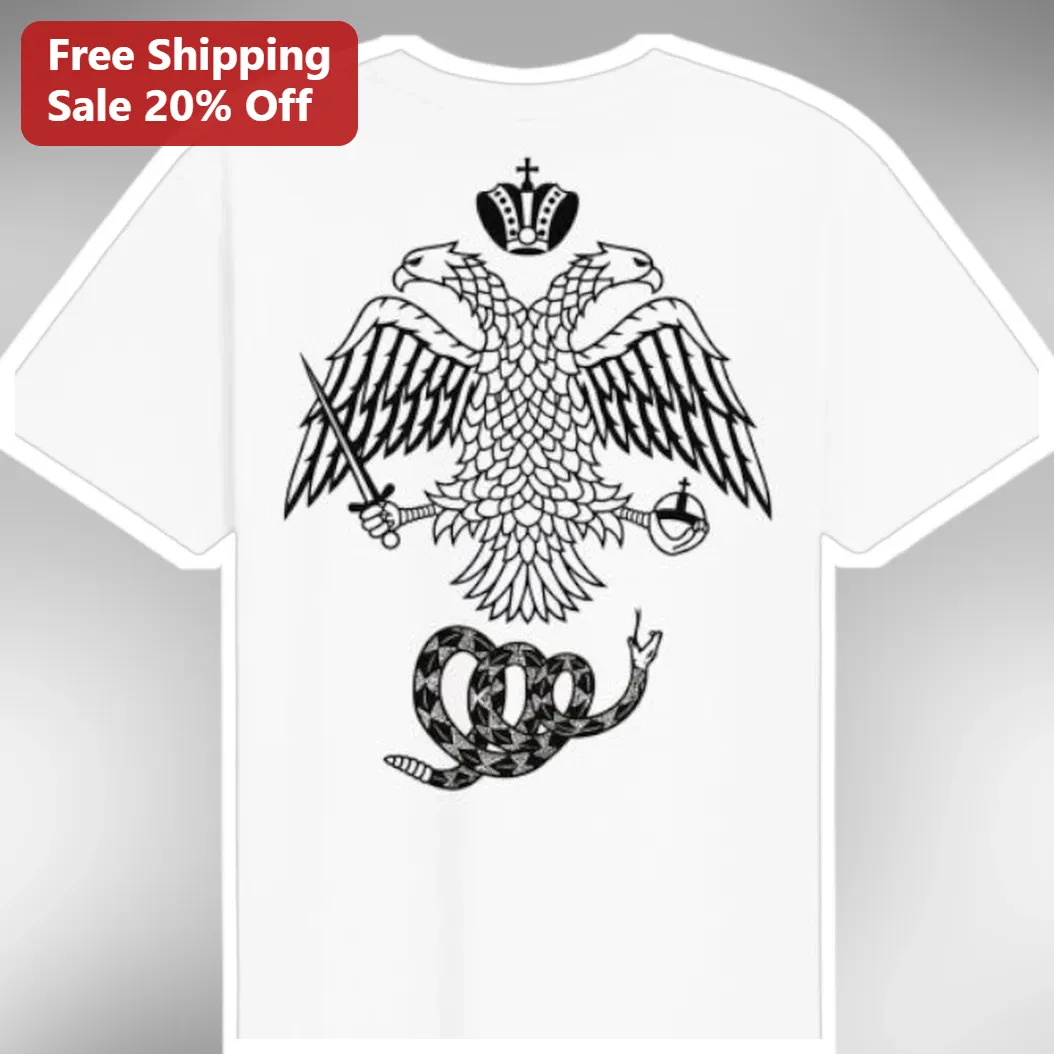 Double Headed Eagle Snake Graphic Tee, Vintage Gothic Heraldic Streetwear T-Shirt, Occult Tattoo Art Apparel
