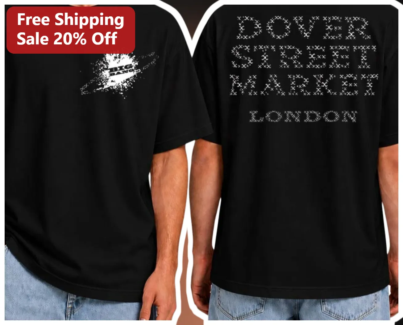 Dover Street Market London Tee Big Bang Graphic Black Shirt