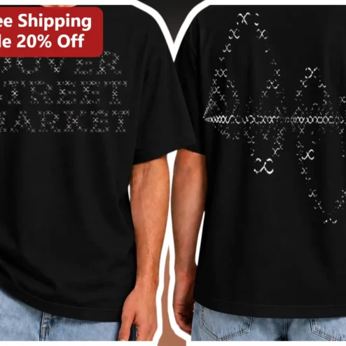 Dover Street Market Tee Black Cross Stitch Graphic T-Shirt Streetwear Apparel