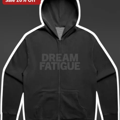 Dream Fatigue Black Zip Up Hoodie Streetwear Apparel