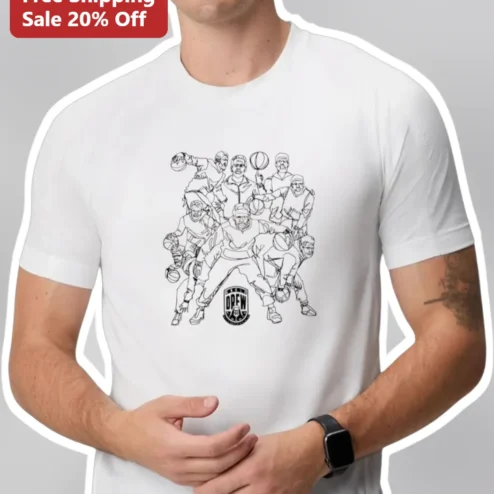 Drew Basketball Line Art Tee Minimalist Sports Graphic Shirt for Fans