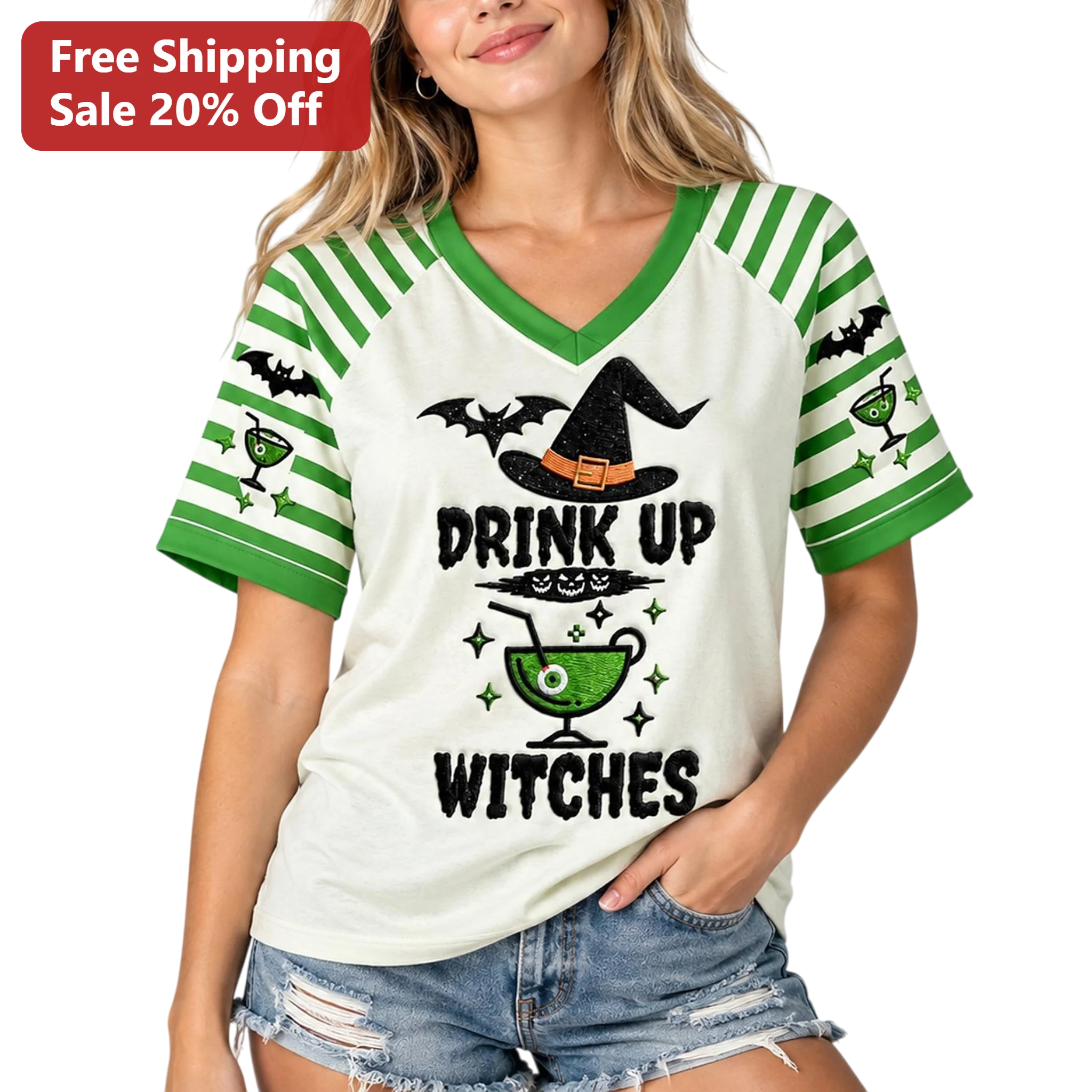 Drink Up Witches Halloween Graphic Tee Spooky Cocktail Shirt Gift for Women