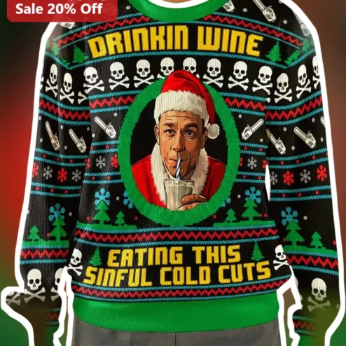 Drinkin Wine Eating This Sinful Cold Cuts John Cena Christmas Sweater