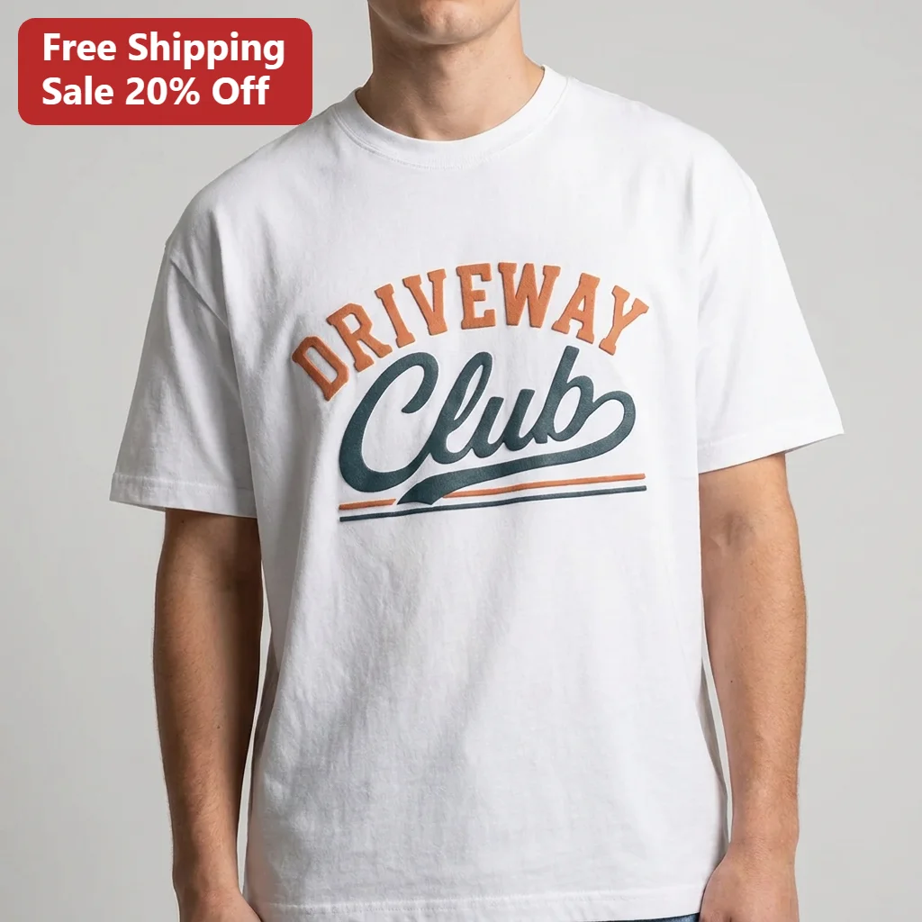 Driveway Club Tee Retro Varsity Car Enthusiast Graphic Shirt Gift for Men Women