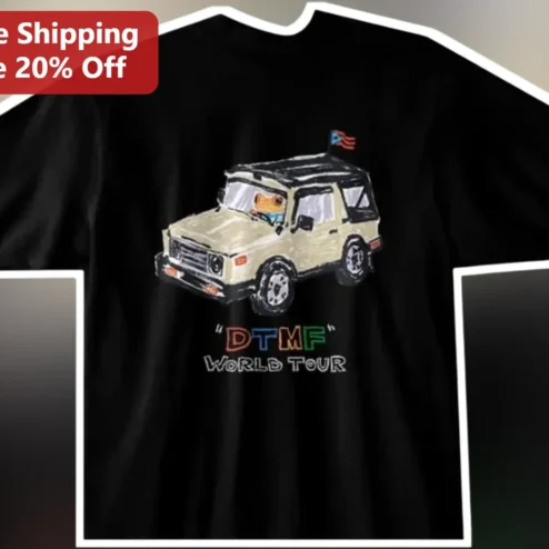 DTMF World Tour Tee Bad Bunny G-Wagon Dog Puerto Rican Flag Graphic T-Shirt