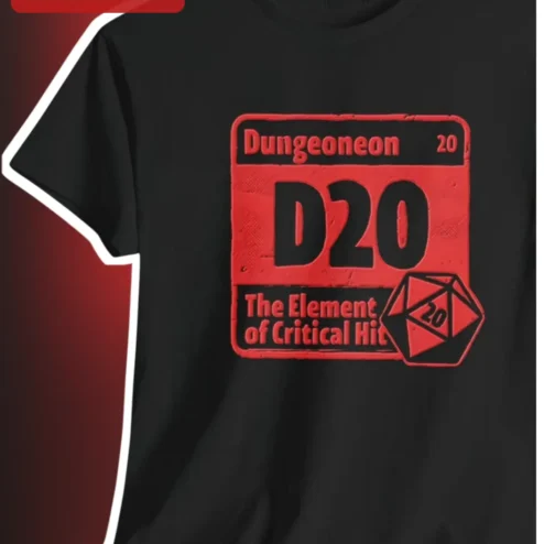 Dungeoneon D20 Critical Hit Tee Natural 20 Dice Tabletop RPG Gift