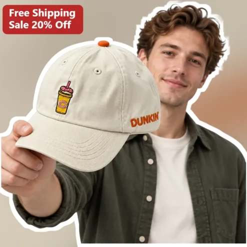 Dunkin' Cap Personalized Initial Coffee Cup Embroidered Baseball Hat for Men Women