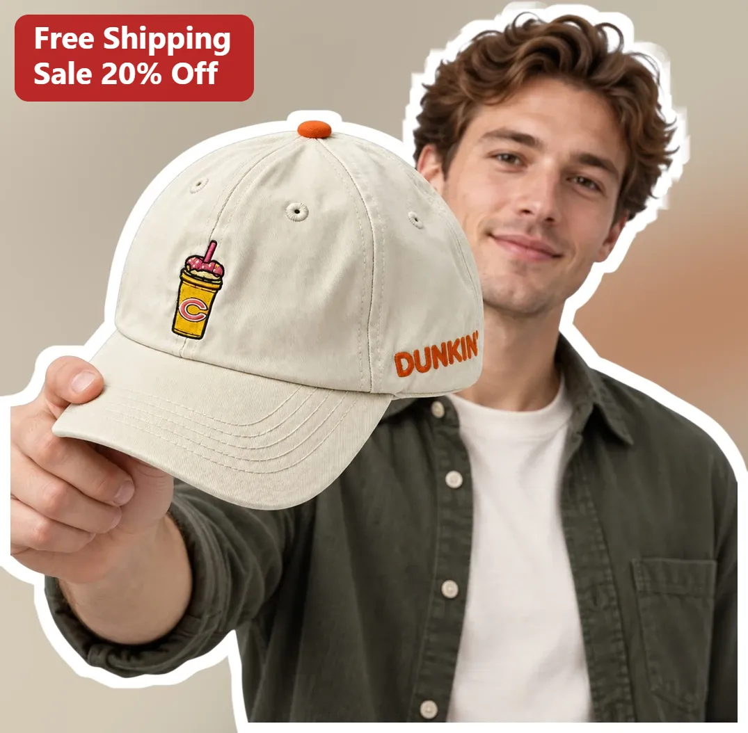 Dunkin' Cap Personalized Initial Coffee Cup Embroidered Baseball Hat for Men Women