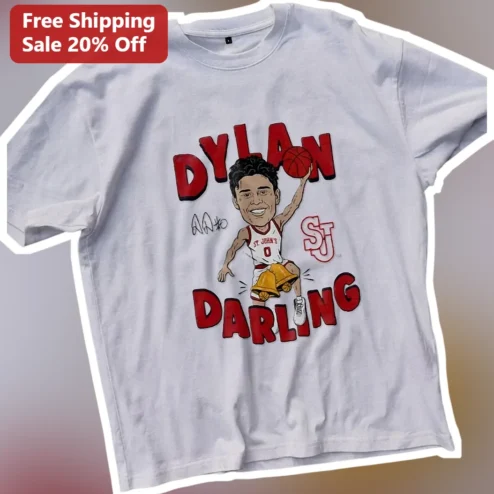 Dylan Darling St. John's Basketball Caricature Tee Personalized College Hoops Gift