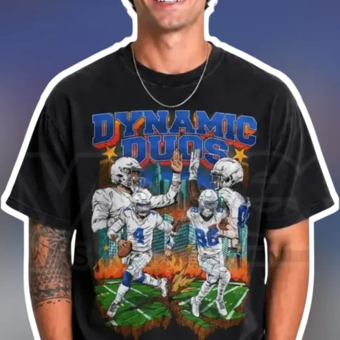 Dynamic Duos Football Players Graphic Tee Retro Sports Gift for Men Women