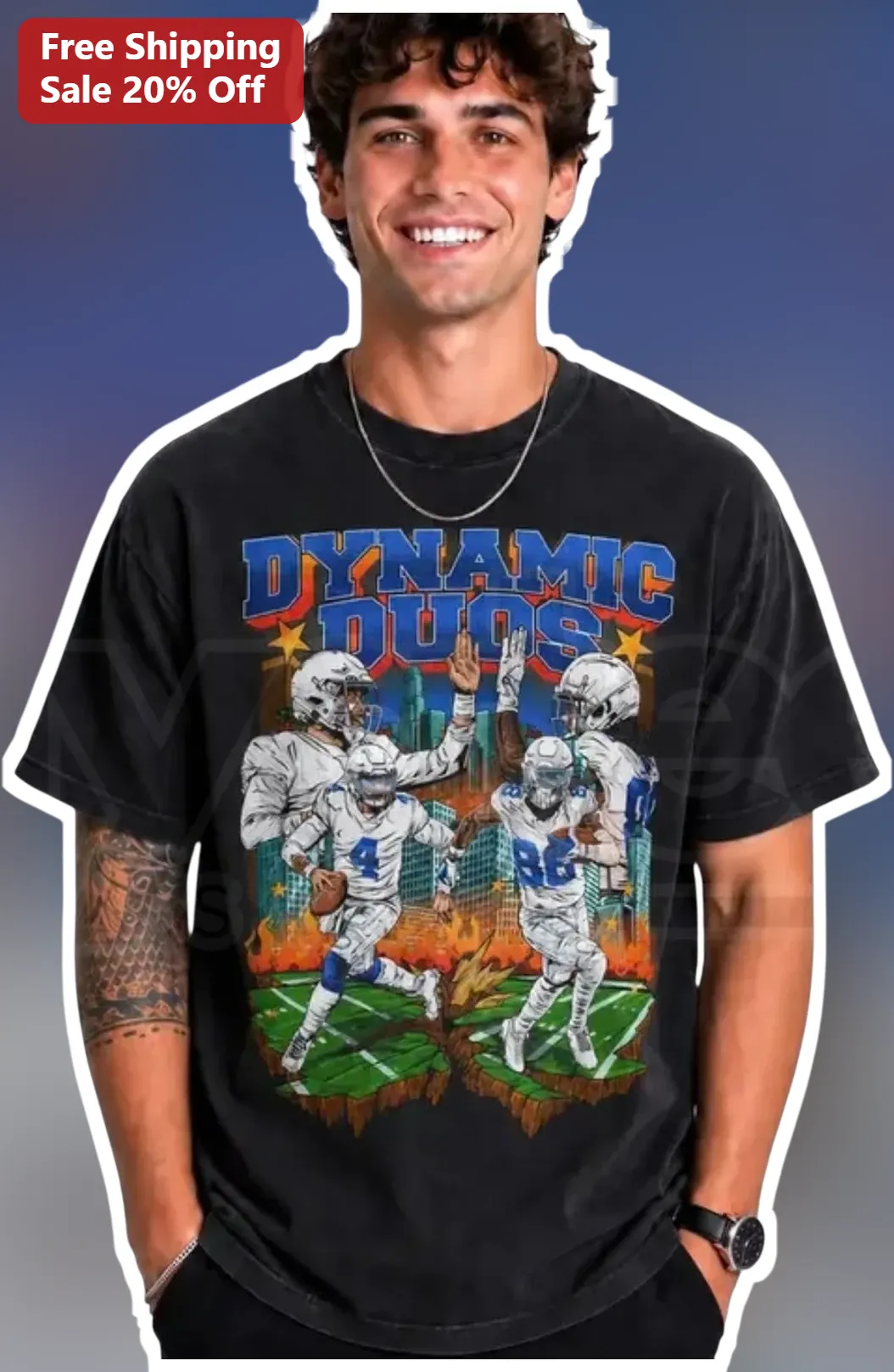 Dynamic Duos Football Players Graphic Tee Retro Sports Gift for Men Women