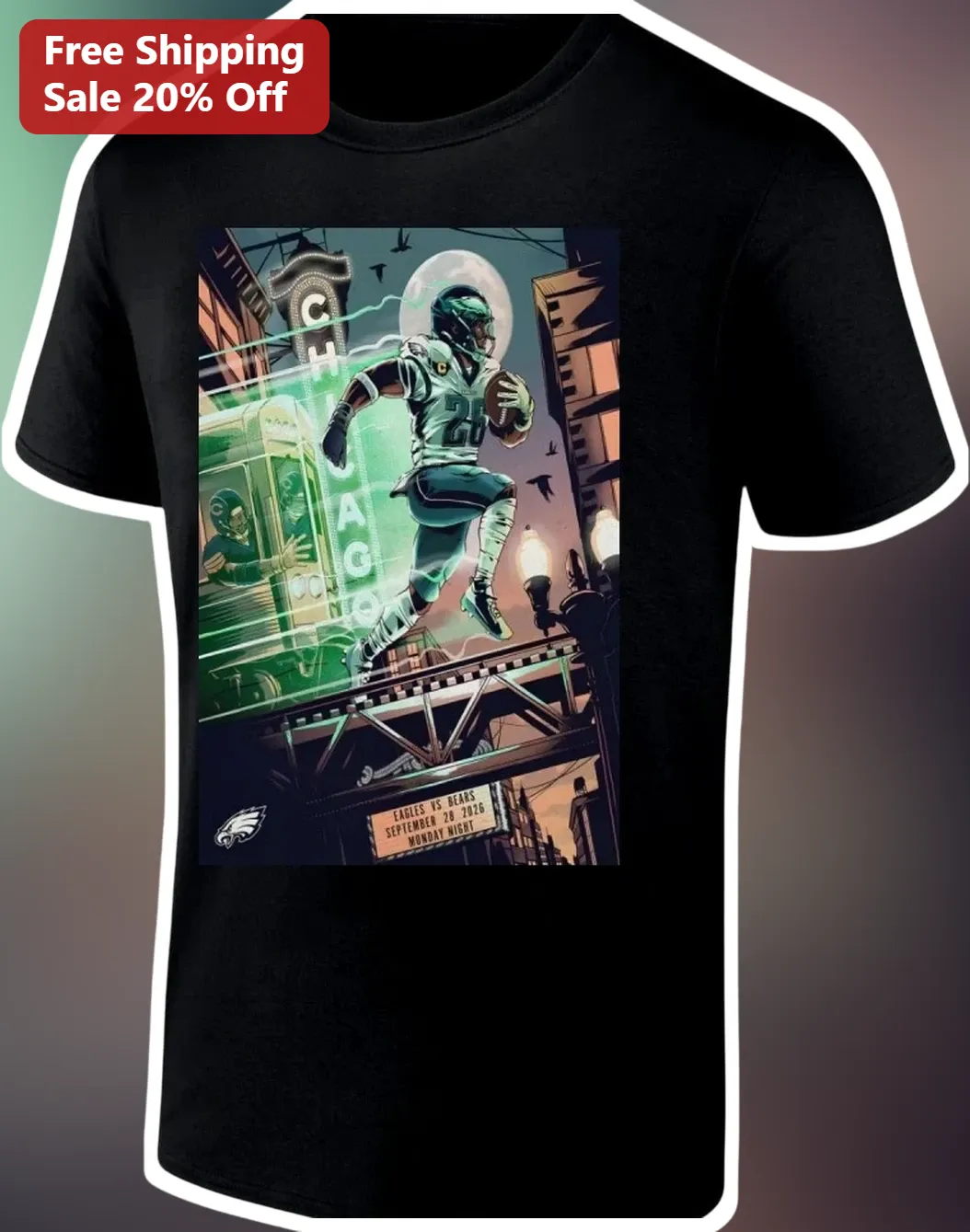 Eagles vs Bears Monday Night Football Tee Sep 28 2026 NFL Game Commemorative Shirt