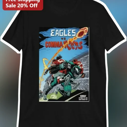 Eagles vs Commanders Tee Comic Book Football Rivalry Graphic Shirt for NFL Fans