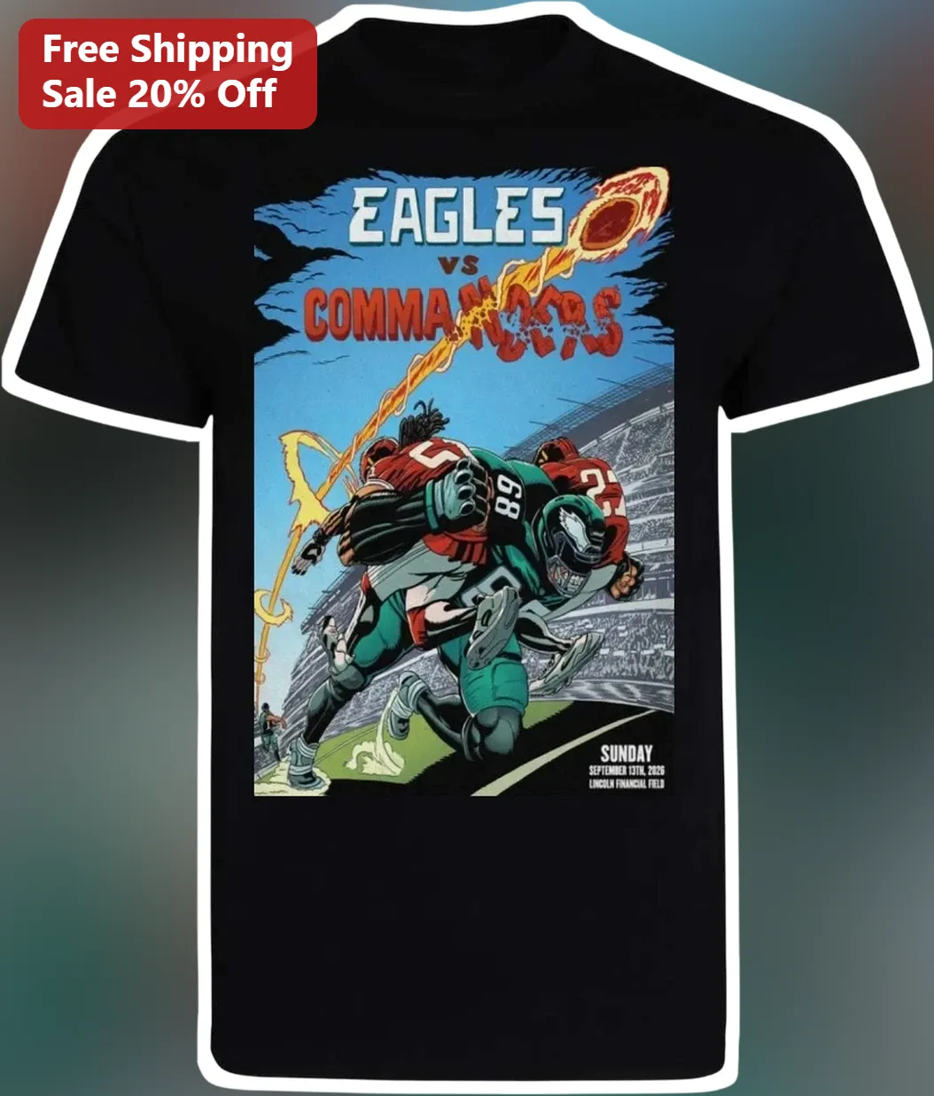 Eagles vs Commanders Tee Comic Book Style NFL Matchup Gift for Philadelphia Eagles and Washington Commanders Fans