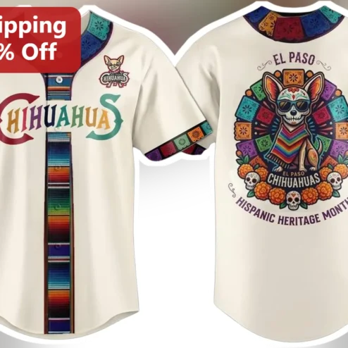 El Paso Chihuahuas Hispanic Heritage Month Jersey Papel Picado Baseball Shirt