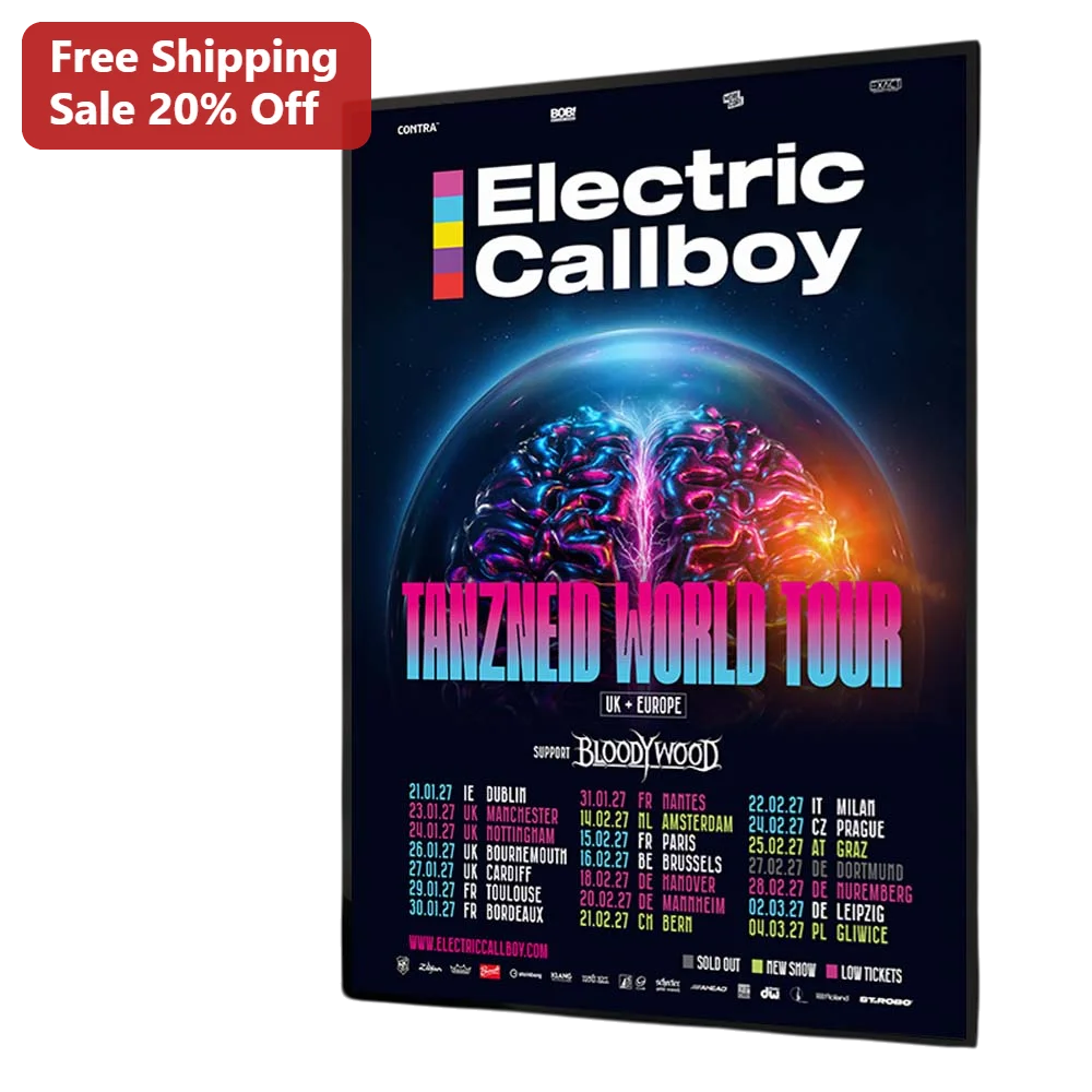 Electric Callboy Tanzneid World Tour Poster Neon Brain Metalcore Band Art Print