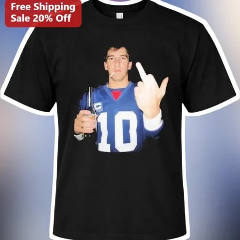 Eli Manning Funny Football Player Graphic Tee Black Cotton Shirt for Men Women