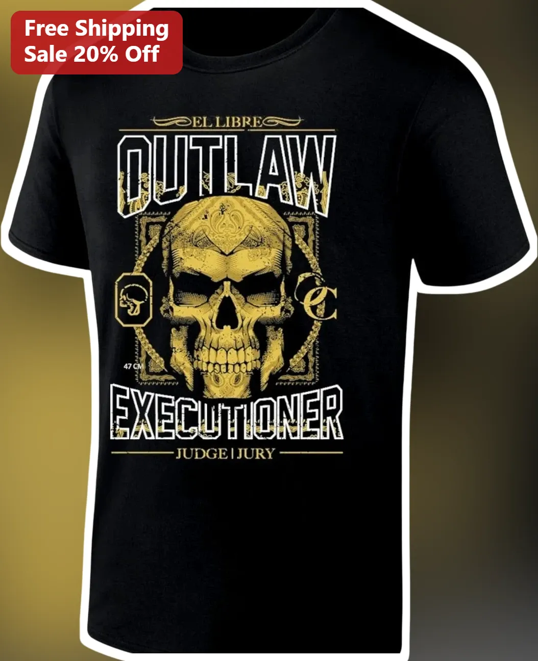 Ell Libre Outlaw Executioner Judge Jury Gothic Skull Graphic Tee