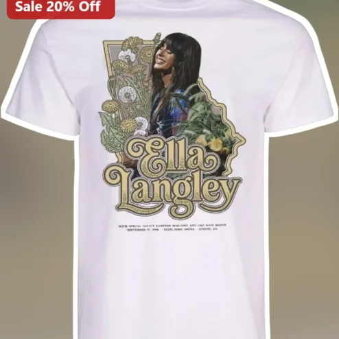 Ella Langley Graphic Tee Country Music Fan Gift Vintage Style Floral Portrait Shirt