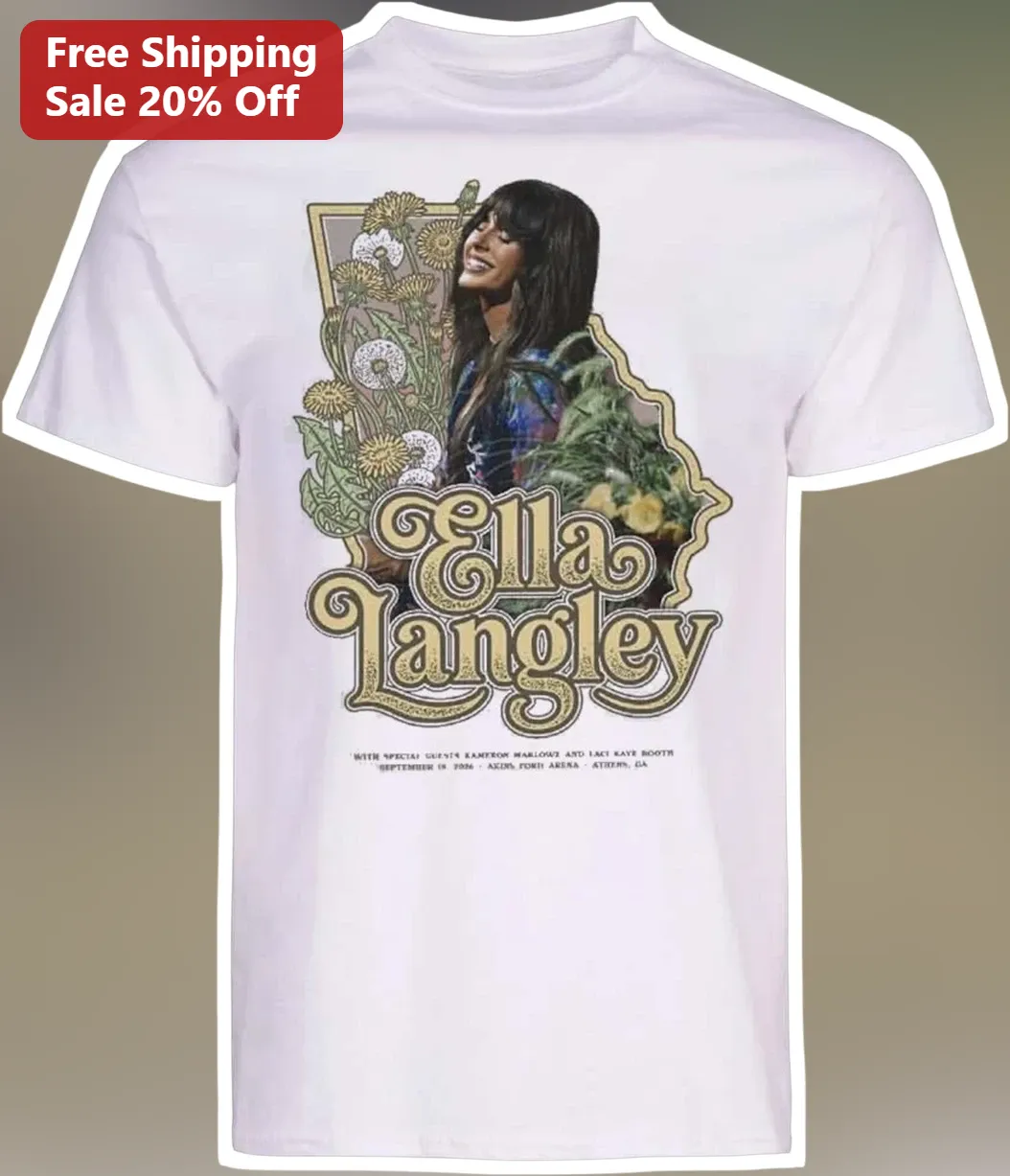 Ella Langley Graphic Tee Country Music Fan Gift Vintage Style Floral Portrait Shirt