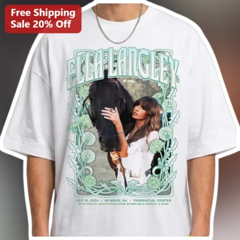 Ella Langley Sep 10 2026 Newark NJ Prudential Center Tee Vintage Dandelion Tour Concert Shirt
