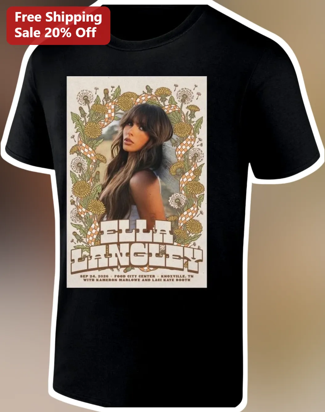 Ella Langley Tee Dandelion Tour Retro Graphic Shirt Country Music Fan Gift
