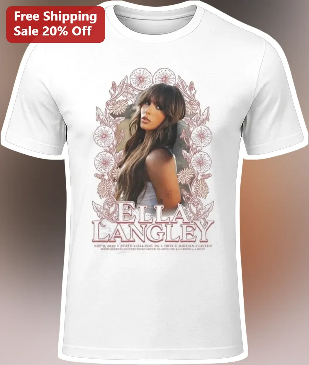 Ella Langley Tee Floral Vintage Country Music Artist Graphic Shirt