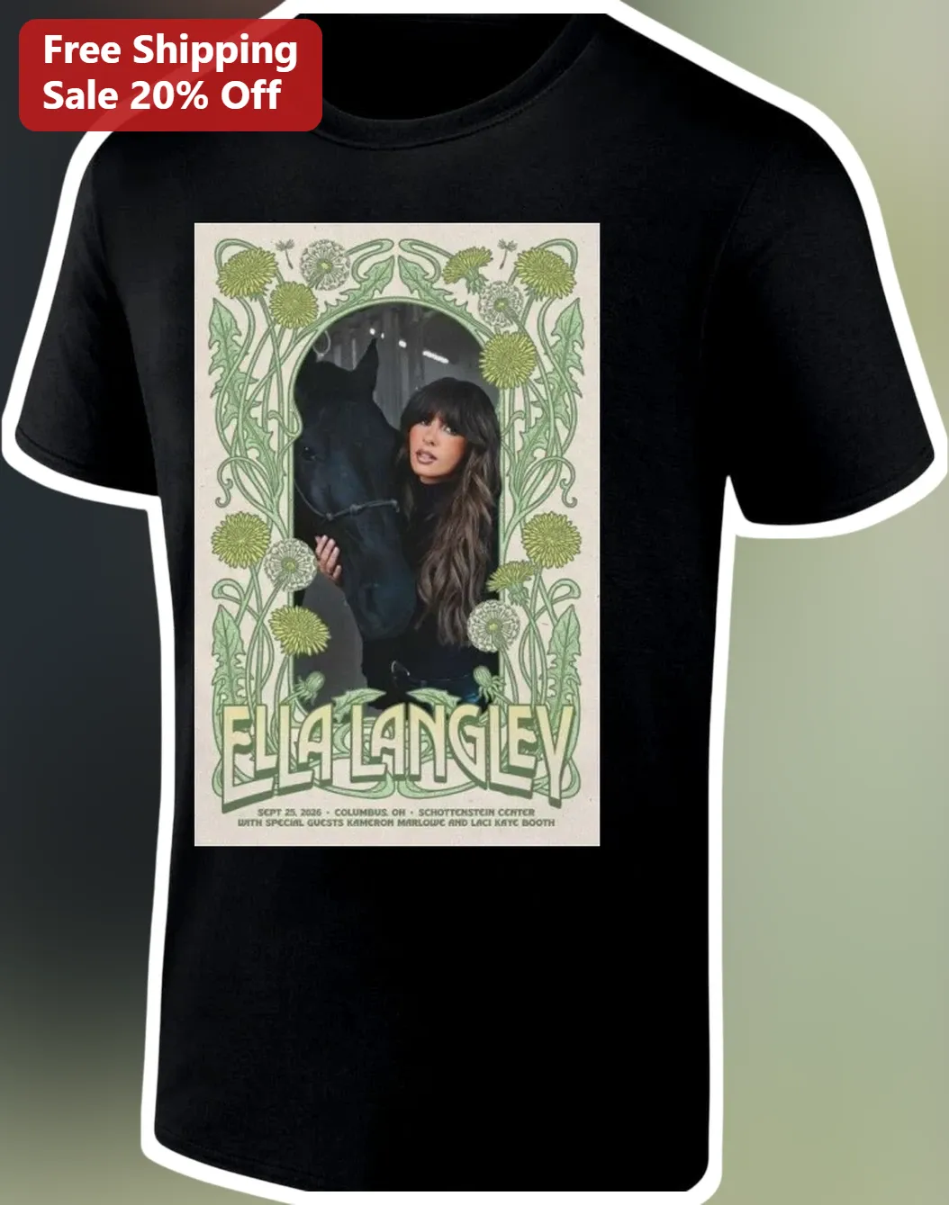 Ella Langley Tee Vintage Dandelion Tour Graphic Shirt Country Music Fan Gift