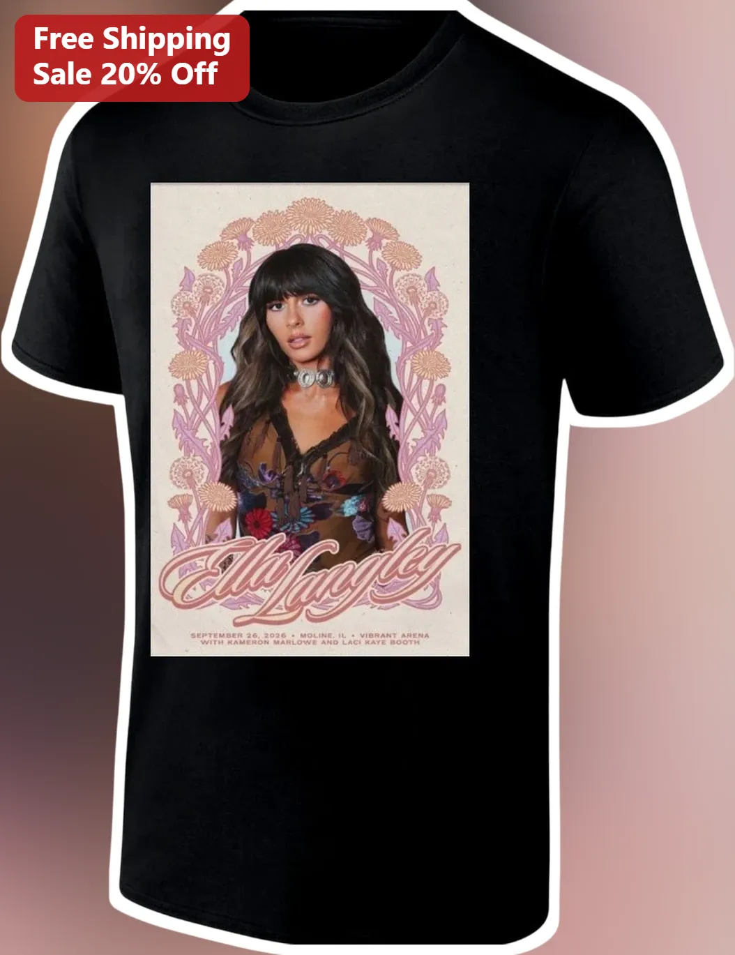 Ella Langley Tee Vintage Dandelion Tour Graphic T-Shirt Country Music Fan Gift