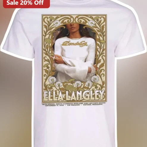 Ella Langley Vintage Concert Poster Graphic Tee Dandelion Album Art Country Music Gift