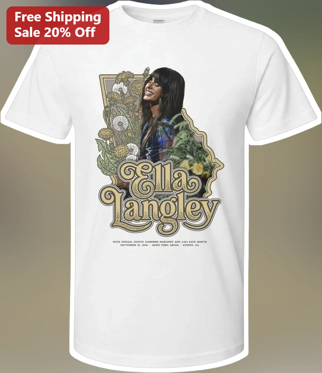 Ella Langley Vintage Floral Graphic Tee Country Music Fan Gift