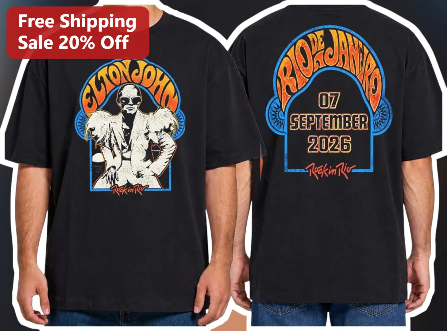 Elton John Rio de Janeiro September 7 2026 Rock in Rio Concert Graphic Tee