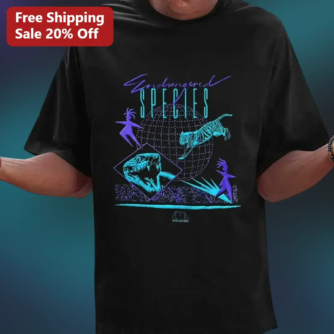 Endangered Species Tee Retro Synthwave Tiger Snake Vaporwave Graphic Shirt