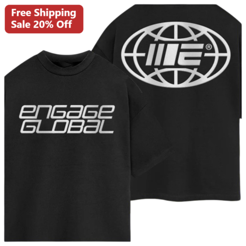 ENGAGE Global Oversized Tee Graphic Metallic Streetwear T-Shirt for Men and Women