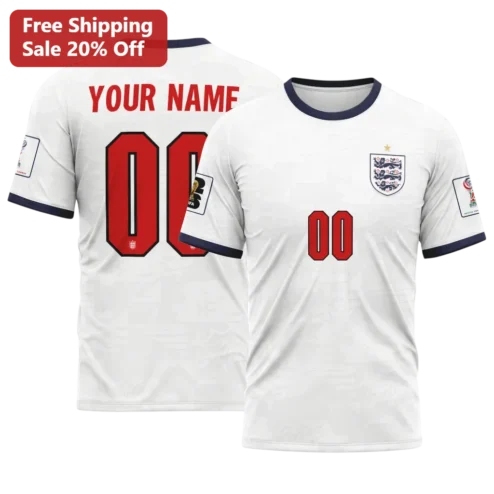England National Team Soccer Jersey Three Lions Football Kit Personalized Custom Name Number