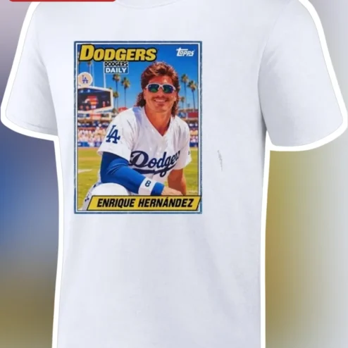 Enrique Hernandez Dodgers Vintage Baseball Card Graphic Tee for Men Women
