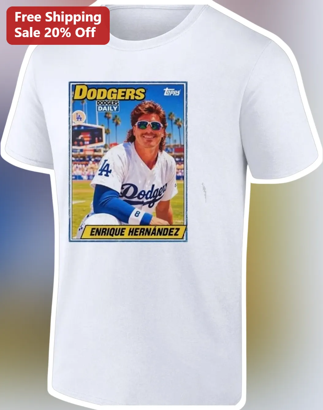 Enrique Hernandez Dodgers Vintage Baseball Card Graphic Tee for Men Women