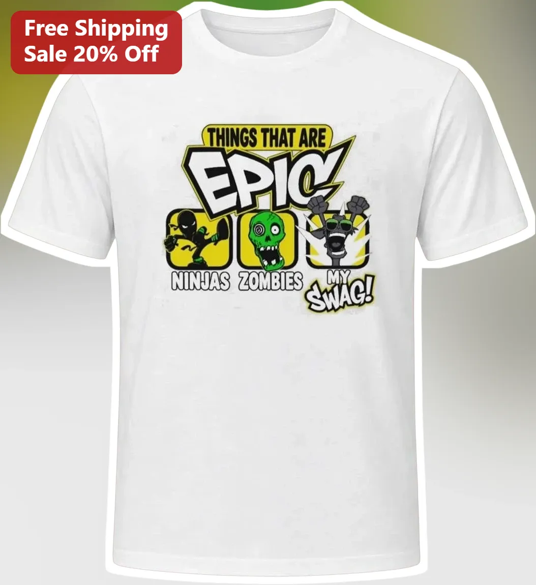 Epic Ninjas Zombies My Swag Graphic Tee Funny Kids Gamer Pop Culture Shirt