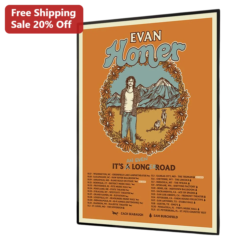 Evan Homer It's A Longer Road Canvas Print Retro Country Music Wall Art