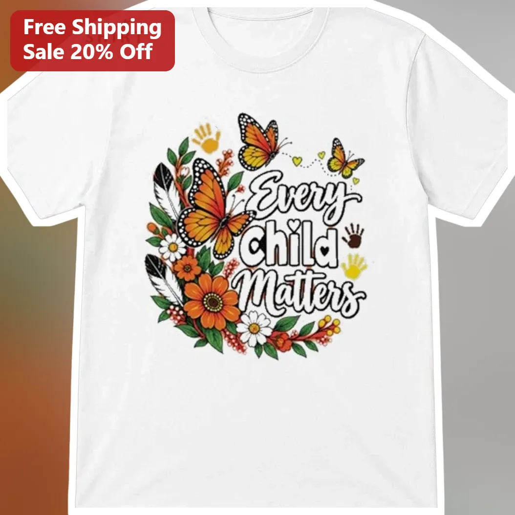Every Child Matters Tee Orange Shirt Day Butterfly Floral Design Gift for Teachers Advocates available at our Chicago, Illinois warehouse