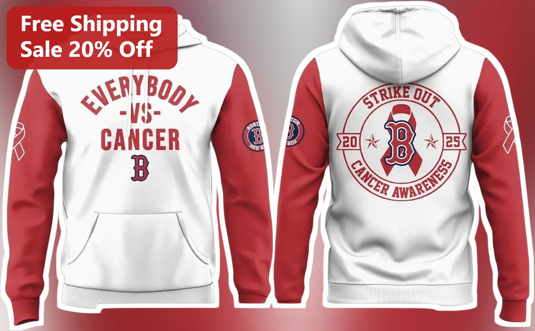 Everybody Vs Cancer Strike Out Awareness Hoodie Boston Red Sox Support Gift