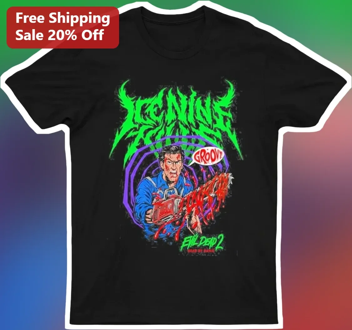 Evil Dead 2 Groovy Ash Williams Graphic Tee Dead by Dawn Horror Movie Shirt