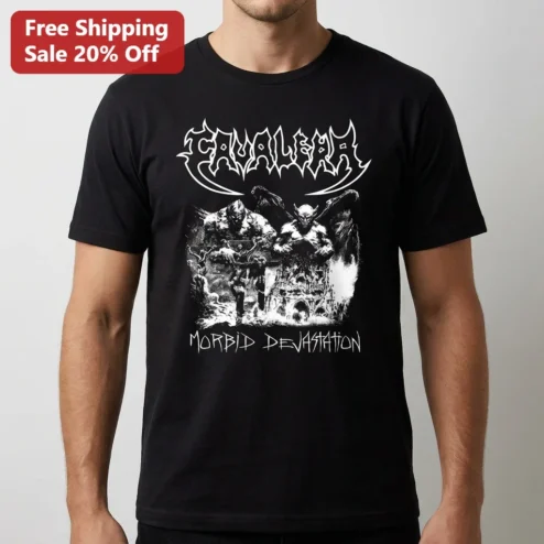 Evulger Morbid Devastation Death Metal Graphic Tee for Men Women Heavy Metal Band Merch Style