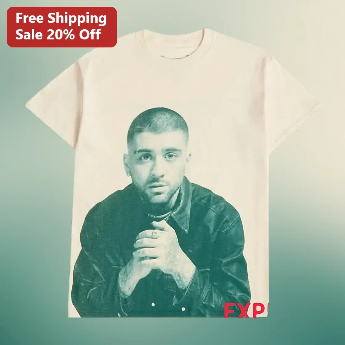 EXP Zayn Malik Graphic Tee Monochrome Pop Star Portrait T-Shirt