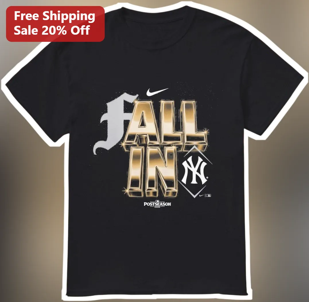 Fall In Postseason Graphic Tee New York Yankees Baseball Fan Apparel Black Shirt