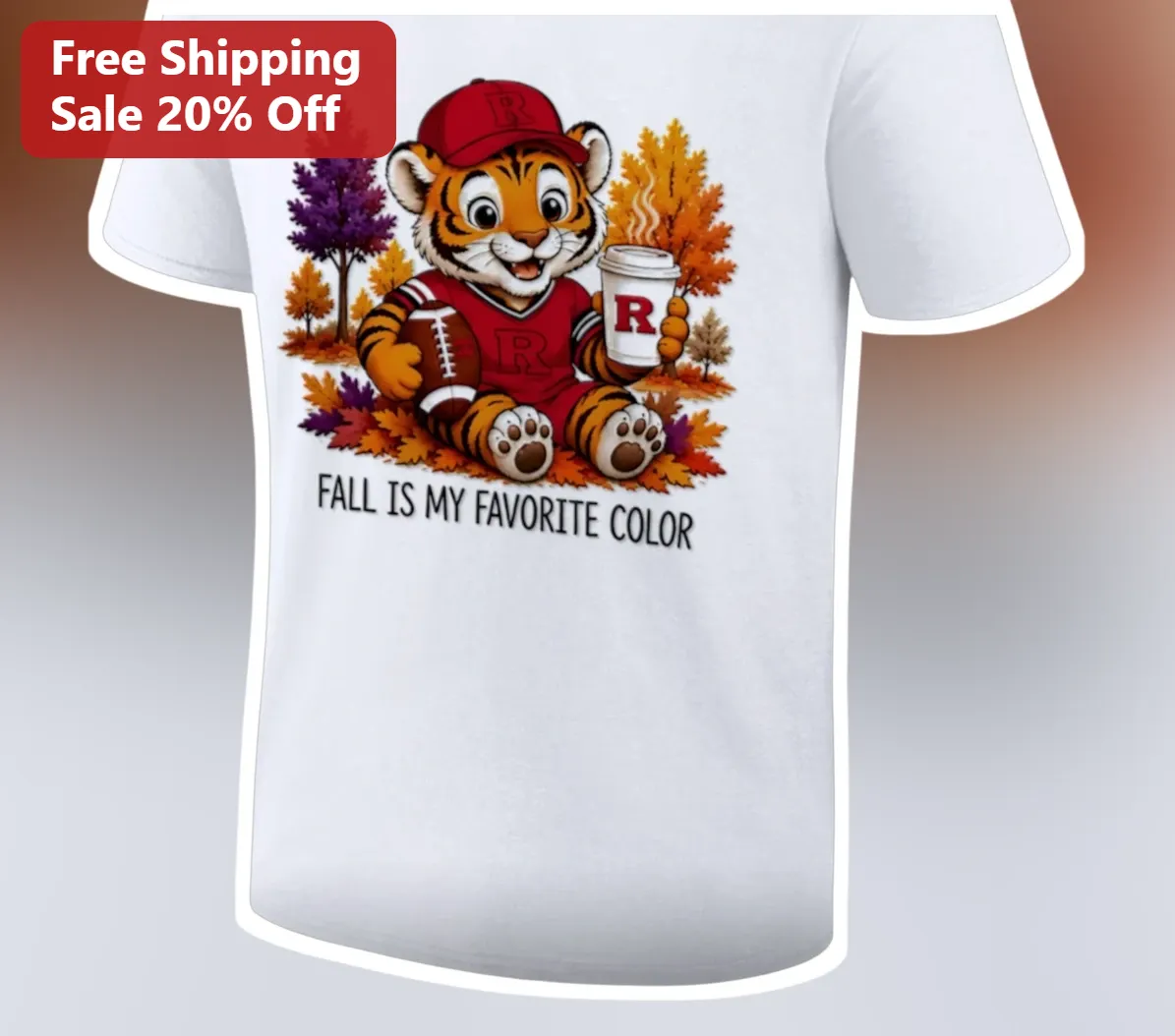 Fall Is My Favorite Color Cute Football Tiger Tee Autumn Lover Gift